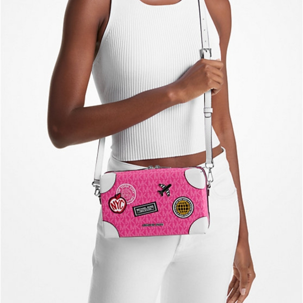 Michael Kors Jeanie Small Embellished Signature Logo Trunk Crossbody Bag - Picture 7 of 7